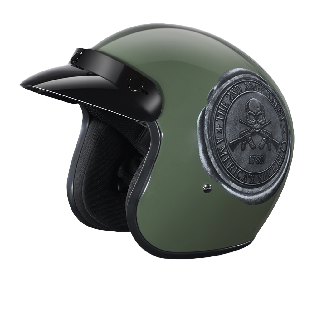 DOT Approved Daytona Cruiser Open Face Motorcycle Helmet - Men, Women & Youth - With Visor & Graphics - W/ 2nd Amendment Seal CRUISER - GRAPHICS Daytona Helmets