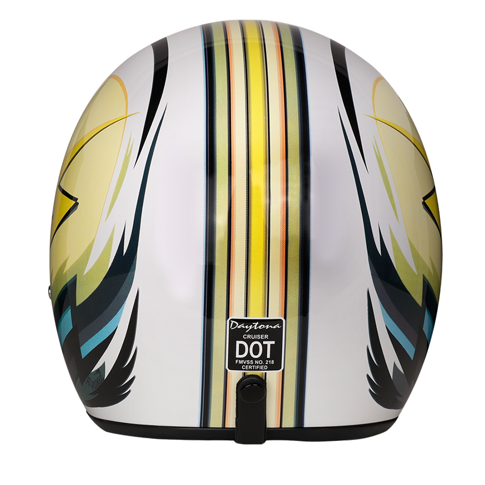 DOT Approved Daytona Cruiser Open Face Motorcycle Helmet - Men, Women & Youth - With Visor & Graphics - W/ Lightning CRUISER - GRAPHICS Daytona Helmets