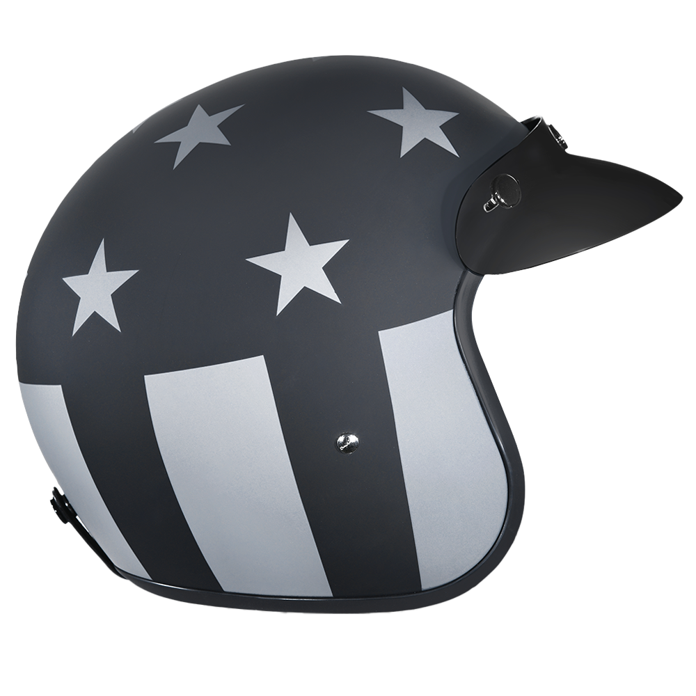 DOT Approved Daytona Cruiser Open Face Motorcycle Helmet - Men, Women & Youth - With Visor & Graphics - W/ Captain America Stealth CRUISER - GRAPHICS Daytona Helmets