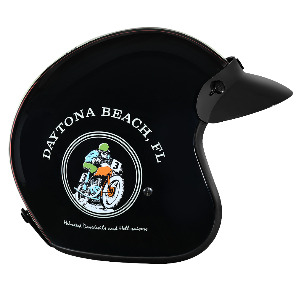 DOT Approved Daytona Cruiser Open Face Motorcycle Helmet - Men, Women & Youth - With Visor & Graphics - W/ Daytona 30th CRUISER - GRAPHICS Daytona Helmets