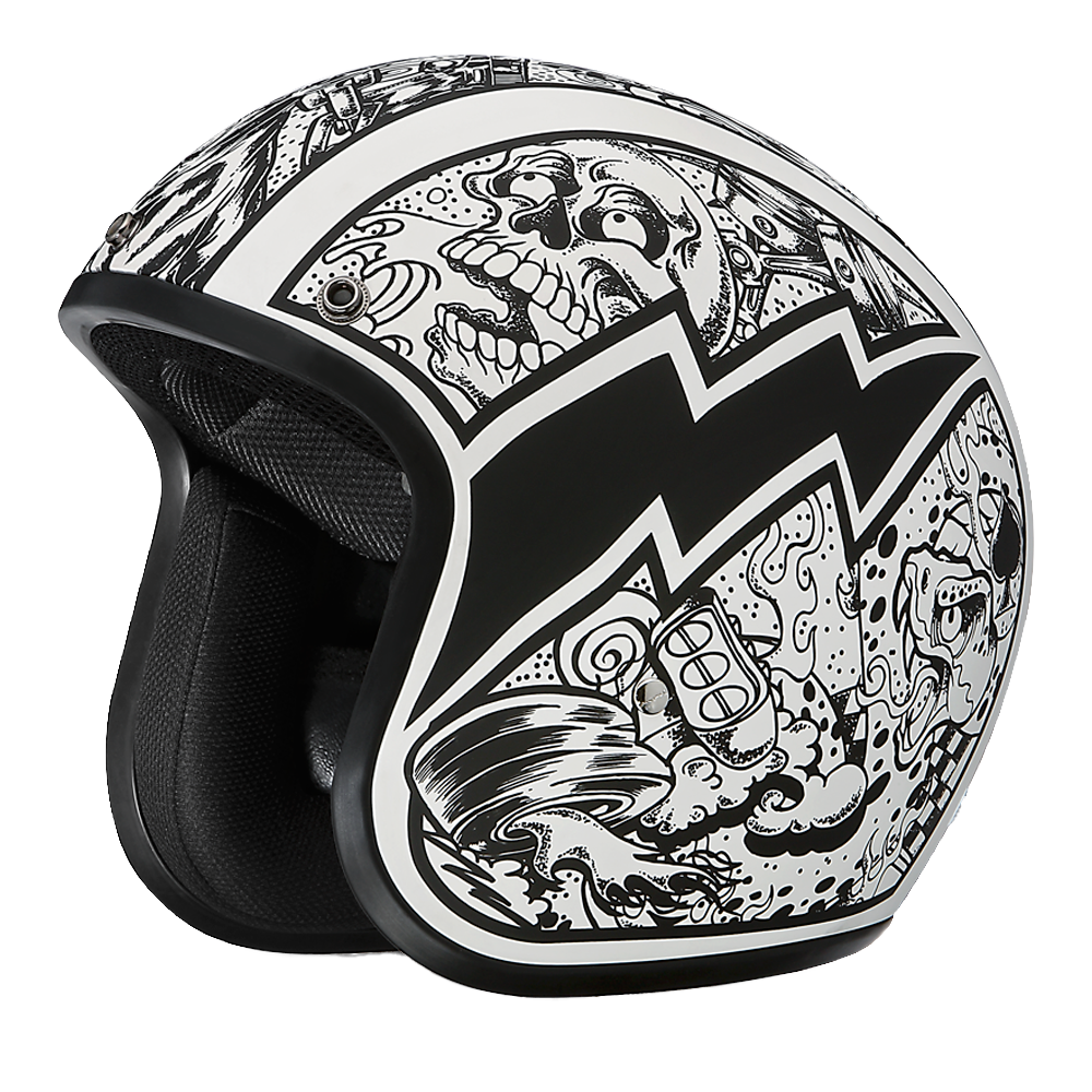 DOT Approved Daytona Cruiser Open Face Motorcycle Helmet - Men, Women & Youth - With Visor & Graphics - W/ Graffiti CRUISER - GRAPHICS Daytona Helmets