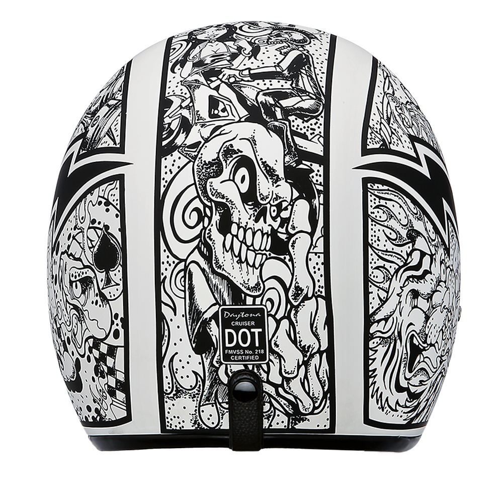 DOT Approved Daytona Cruiser Open Face Motorcycle Helmet - Men, Women & Youth - With Visor & Graphics - W/ Graffiti CRUISER - GRAPHICS Daytona Helmets
