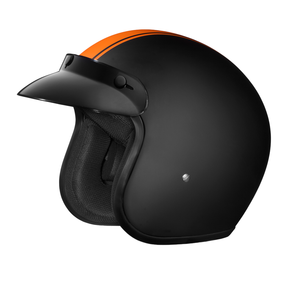 DOT Approved Daytona Cruiser Open Face Motorcycle Helmet - Men, Women & Youth - With Visor & Graphics - W/ Orange Pin Stripe CRUISER - GRAPHICS Daytona Helmets