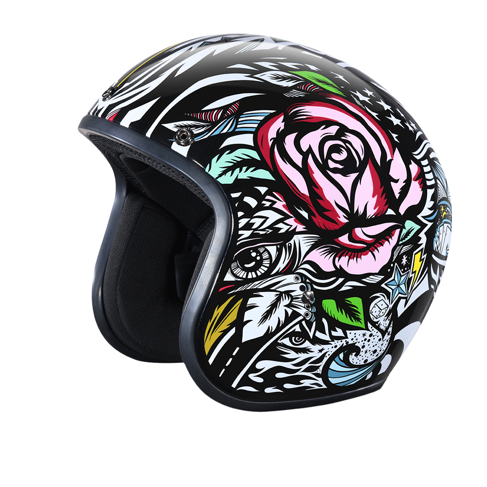 DOT Approved Daytona Cruiser Open Face Motorcycle Helmet - Men, Women & Youth - With Visor & Graphics - W/ Tribal CRUISER - GRAPHICS Daytona Helmets