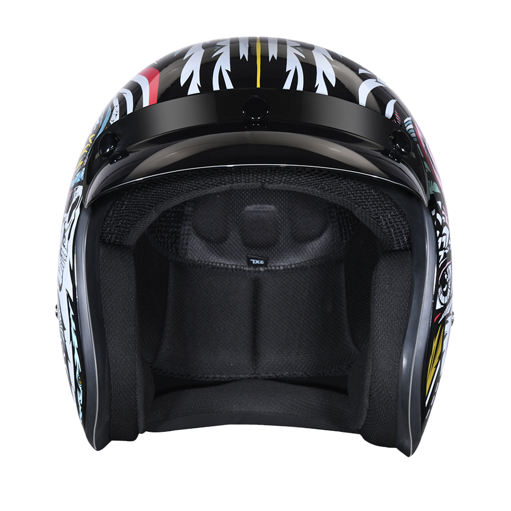 DOT Approved Daytona Cruiser Open Face Motorcycle Helmet - Men, Women & Youth - With Visor & Graphics - W/ Tribal CRUISER - GRAPHICS Daytona Helmets