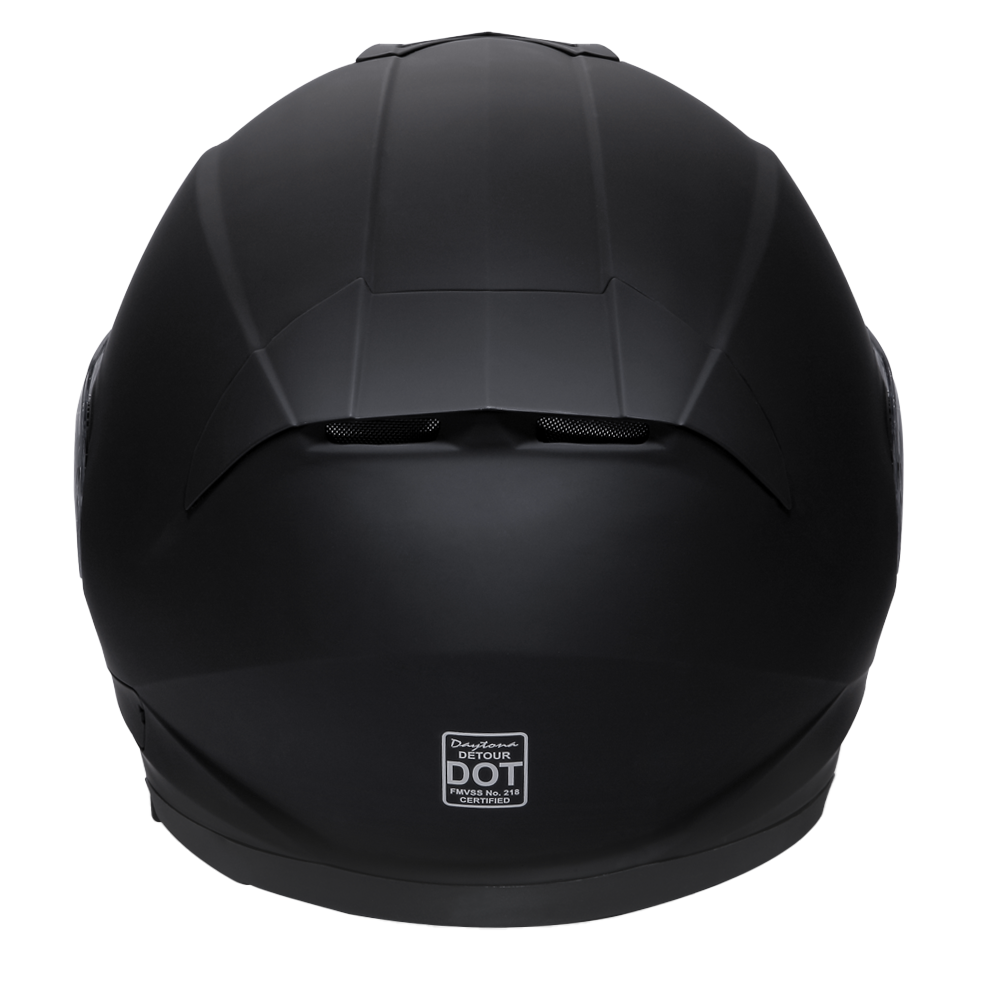 Daytona Detour Full Face Motorcycle Helmet - DOT Certified, Dual Visor, Street Bike Helmet, Men/Women/Youth - Dull Black DETOUR Daytona Helmets