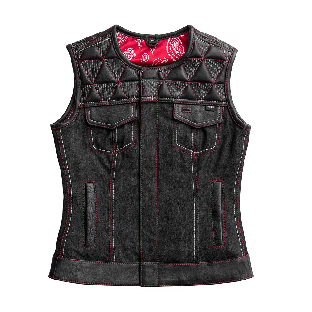 Men's Club Style Leather And Denim outlets Vest Black Sorrow Stich Hunt Club Vest Biker Vest Motorcycle Waistcoat Hunt Club Vest