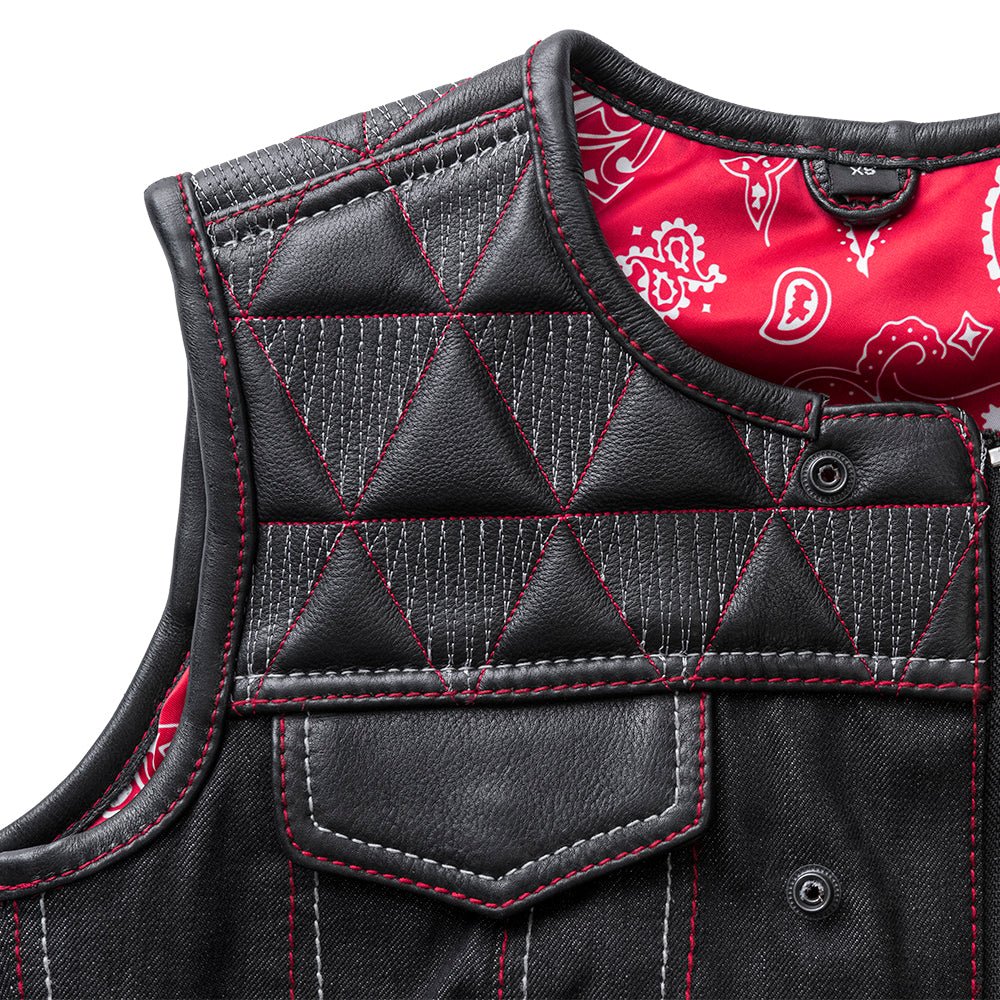 Delta Women's Club Style Motorcycle Leather/Denim Vest - Limited Edition Factory Customs First Manufacturing Company