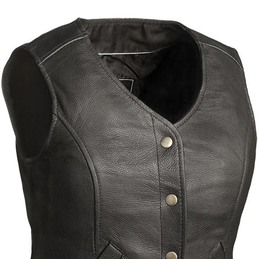 Derringer Women's Motorcycle Leather Vest Women's Leather Vest Vests