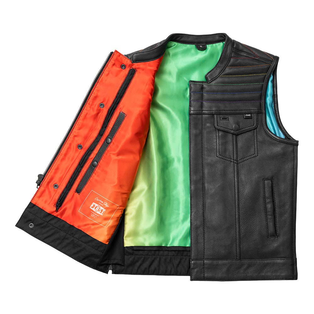 Dio - Men's Leather Motorcycle Vest - Limited Edition Factory Customs First Manufacturing Company