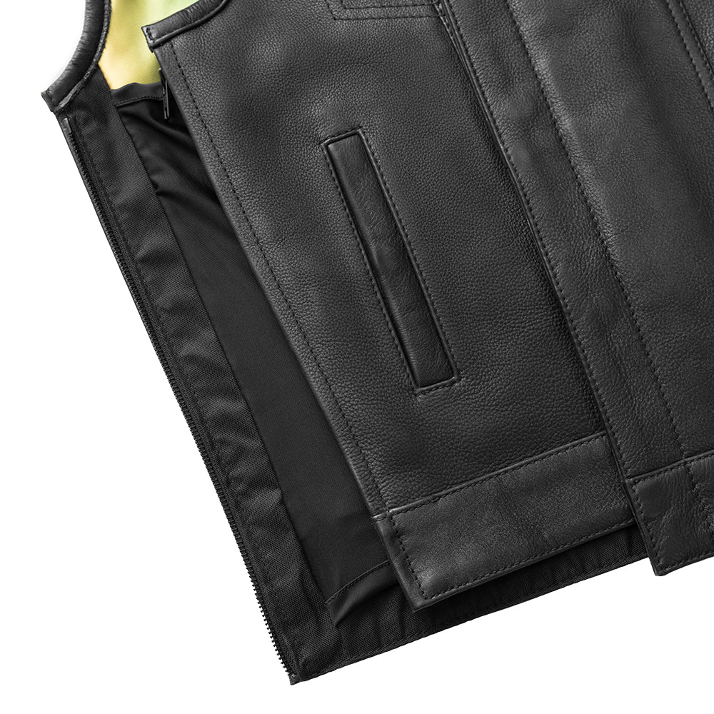 Dio - Men's Leather Motorcycle Vest - Limited Edition Factory Customs First Manufacturing Company