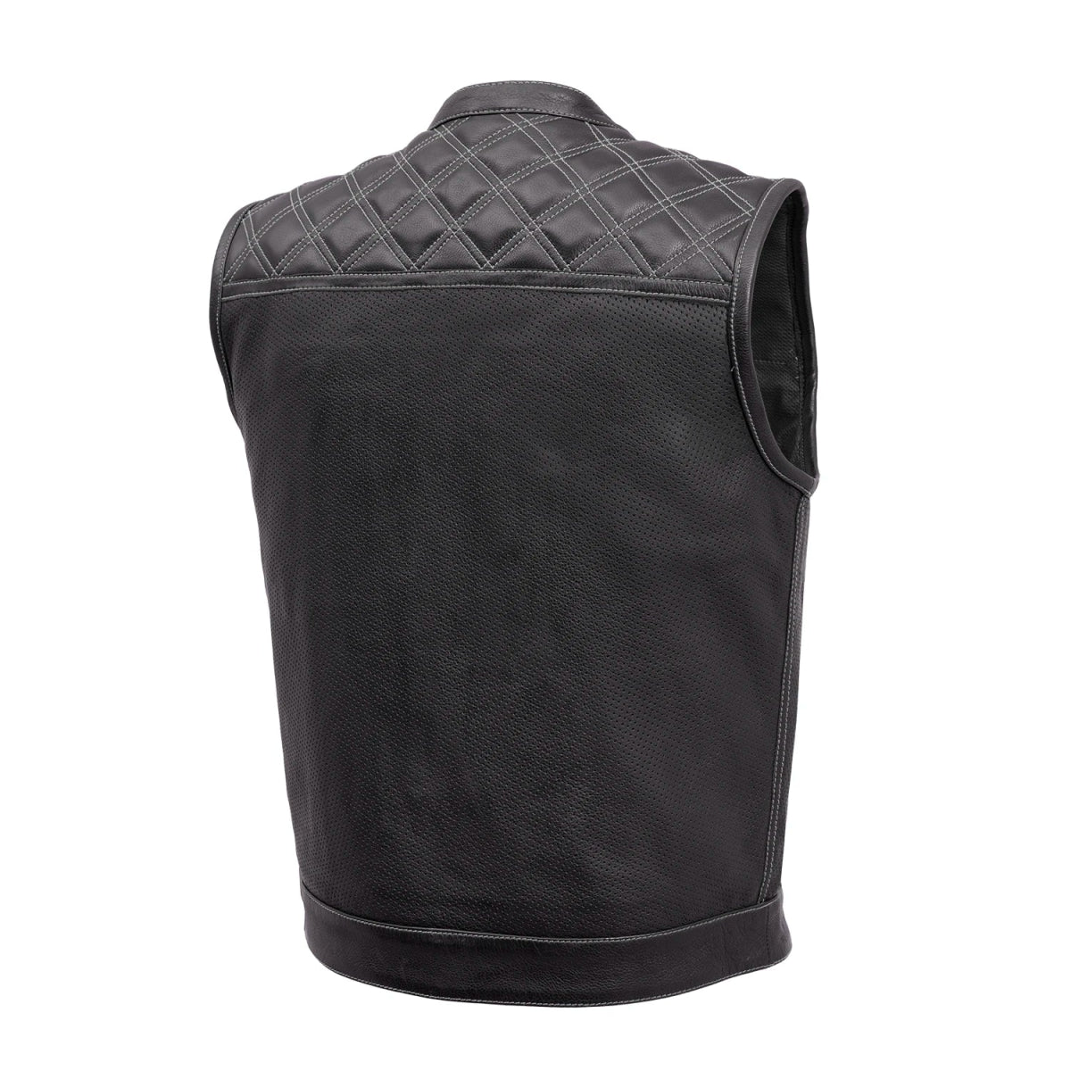 Downside Perforated Men's Motorcycle Leather Vest Men's Perforated Leather Vest Vests