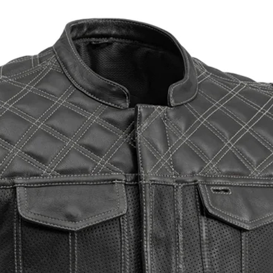 Downside Perforated Men's Motorcycle Leather Vest Men's Perforated Leather Vest Vests