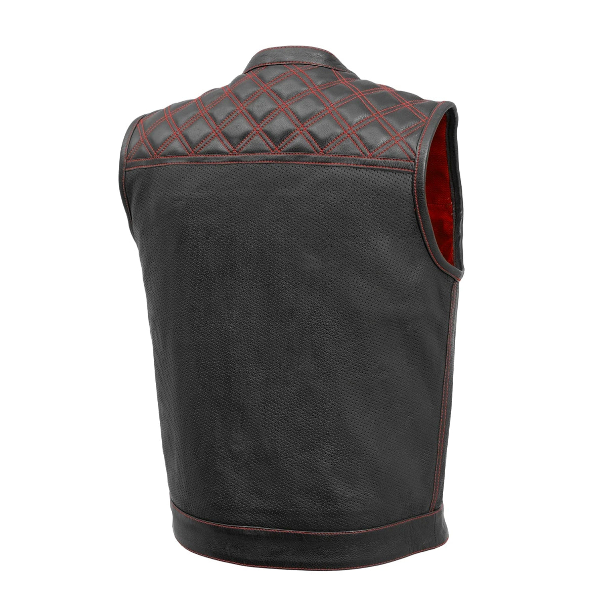 Downside Perforated Men's Motorcycle Leather Vest Men's Perforated Leather Vest Vests