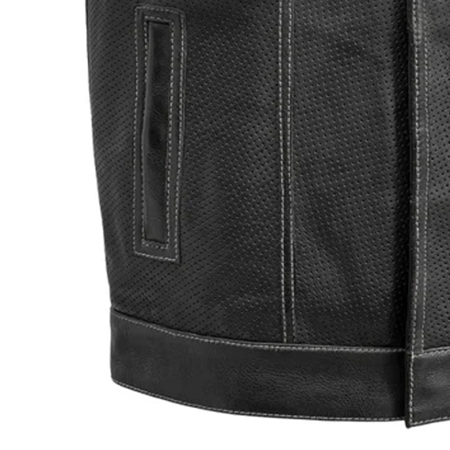 Downside Perforated Men's Motorcycle Leather Vest Men's Perforated Leather Vest Vests