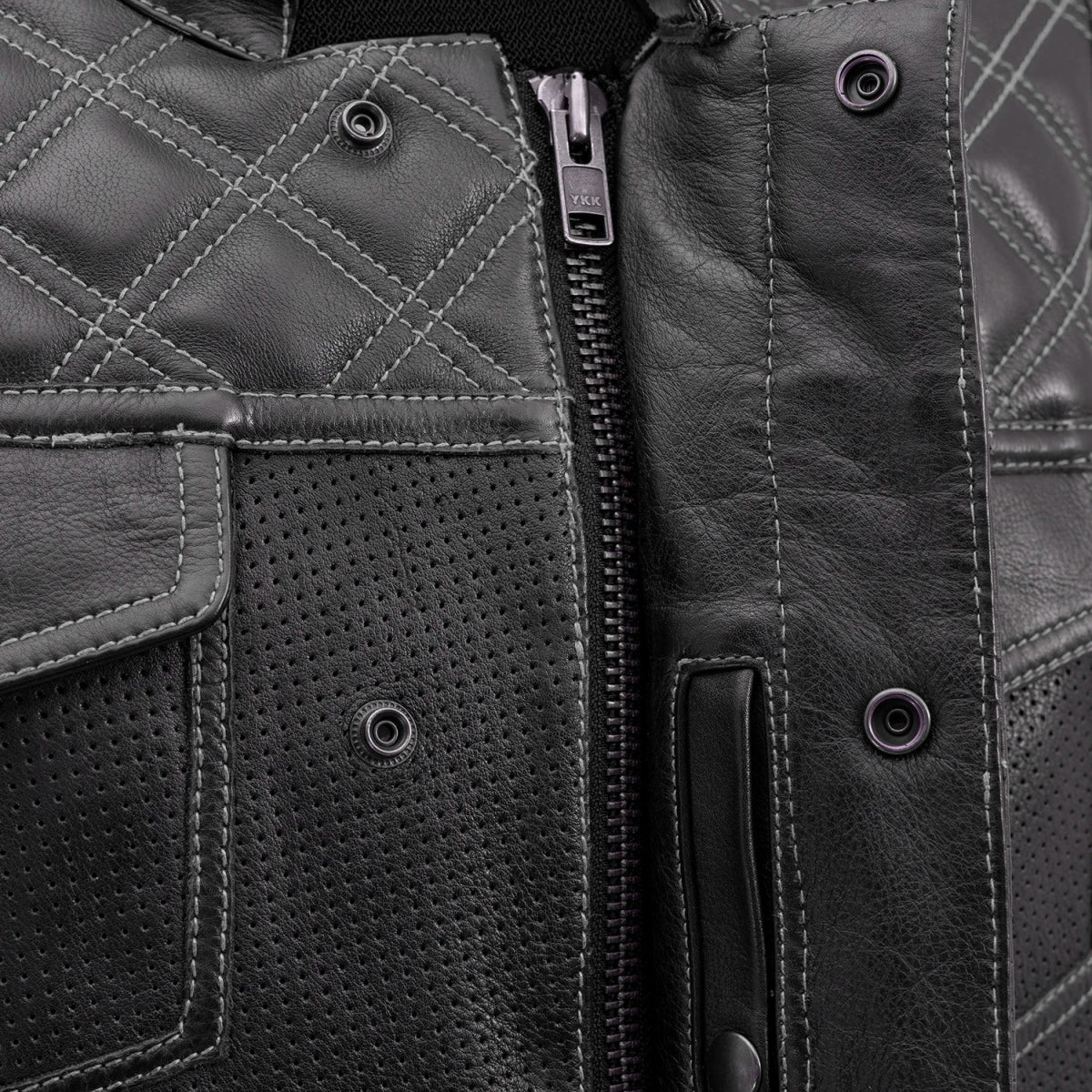 Downside Perforated Men's Motorcycle Leather Vest Men's Perforated Leather Vest Vests