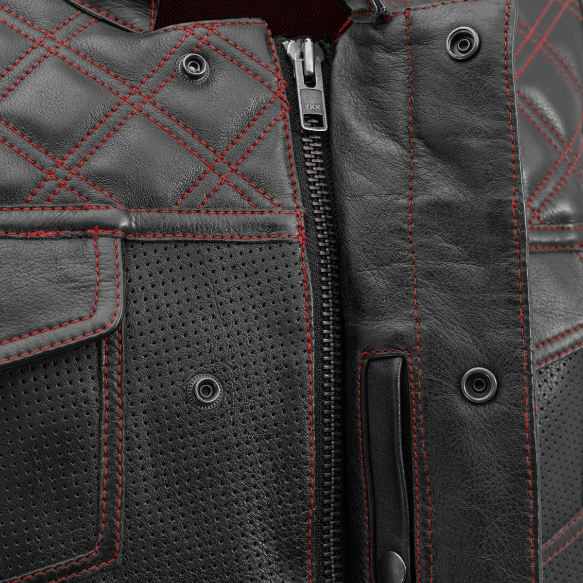 Downside Perforated Men's Motorcycle Leather Vest Men's Perforated Leather Vest Vests