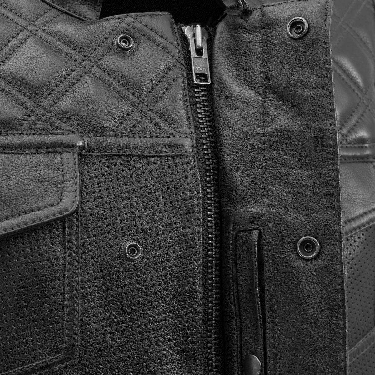 Downside Perforated Men's Motorcycle Leather Vest Men's Perforated Leather Vest Vests