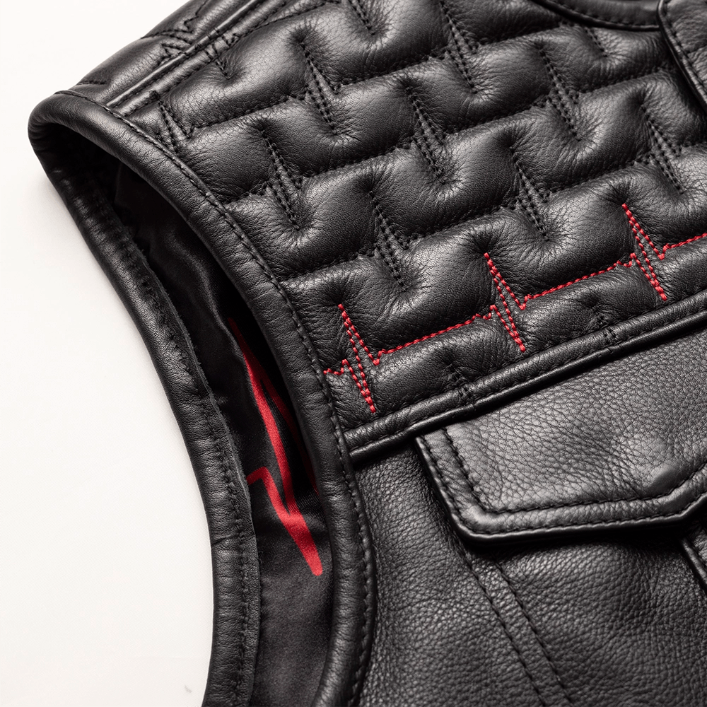 EKG Men's Leather Motorcycle Vest (Limited Edition) Factory Customs First Manufacturing Company