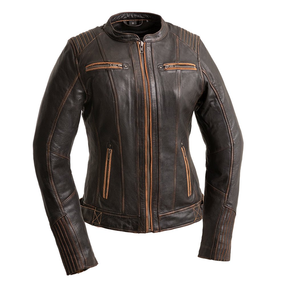 Electra - Women's Motorcycle Leather Jacket Women's Leather Jacket Jackets Black Brown XS