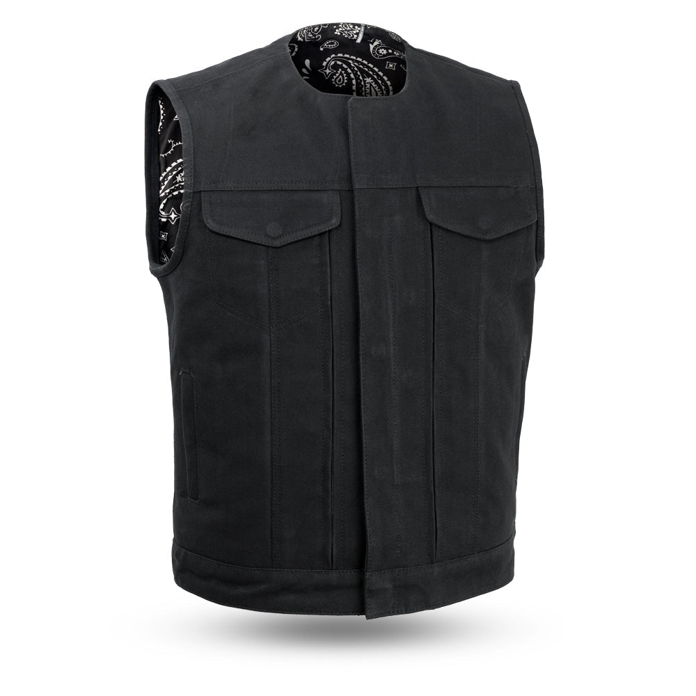 Fairfax V2 Men's Motorcycle Canvas Vest Men's Canvas Vests Vests Black S