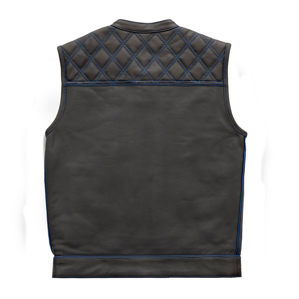 Finish Line - Blue Checker - Men's Motorcycle Leather Vest Men's Leather Vest Vests