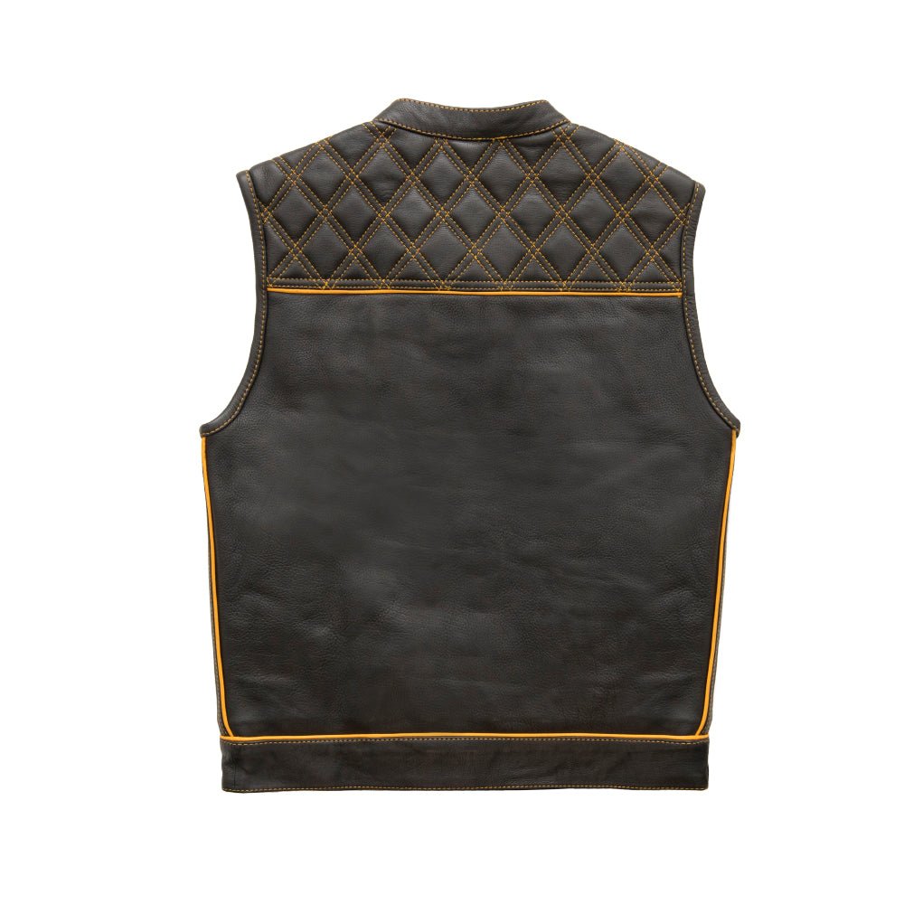 Finish Line - Gold Checker - Men's Motorcycle Leather Vest Men's Leather Vest Vests