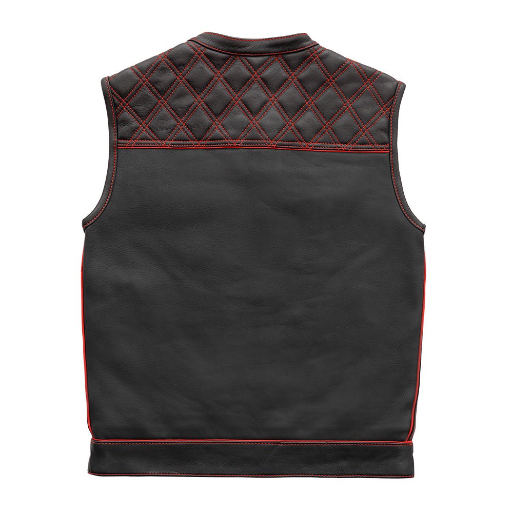 Finish Line - Red Checker - Men's Motorcycle Leather Vest Men's Leather Vest Vests