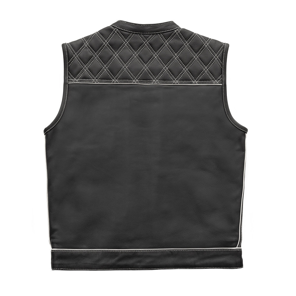 Finish Line - White Checker - Men's Motorcycle Leather Vest Men's Leather Vest Vests
