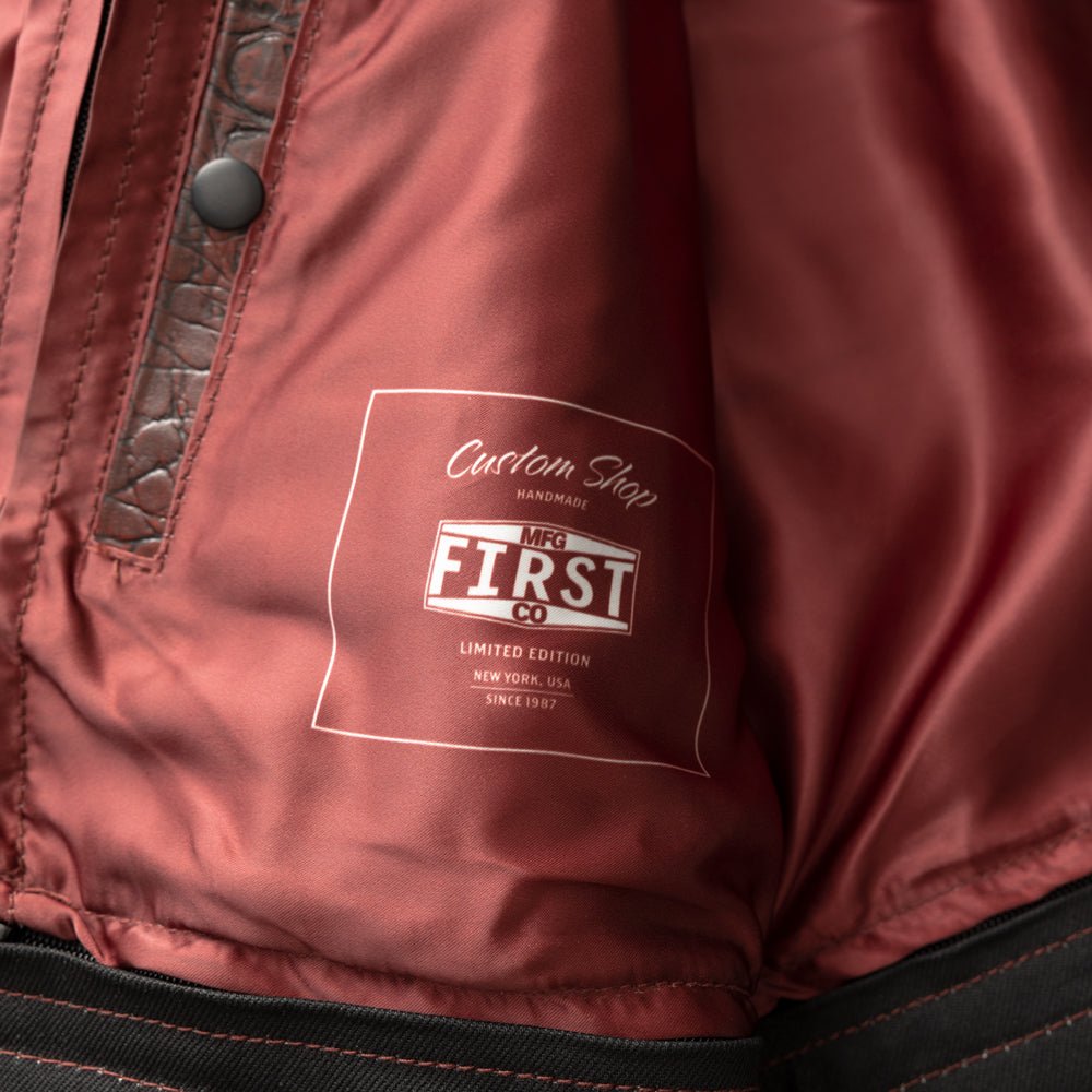 Fireball - Men's Leather/ Denim Motorcycle Vest - Limited Edition Factory Customs First Manufacturing Company