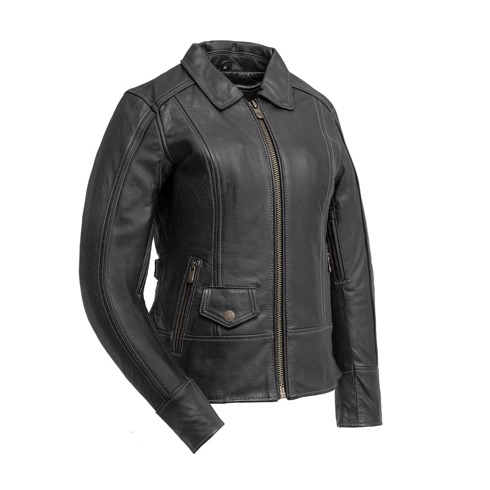 Free Spirit - Women's Motorcycle Leather Jacket Women's Leather Jacket Jackets Black XS