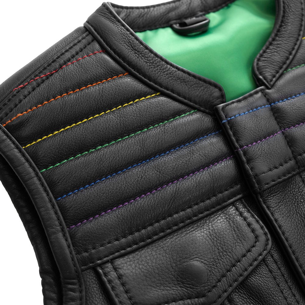 Garland Women's Club Style Motorcycle Leather Vest - Limited Edition Factory Customs First Manufacturing Company
