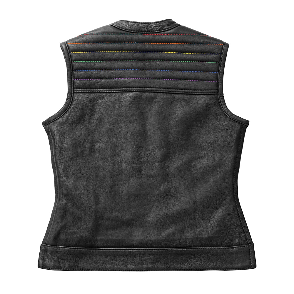 Garland Women's Club Style Motorcycle Leather Vest - Limited Edition Factory Customs First Manufacturing Company