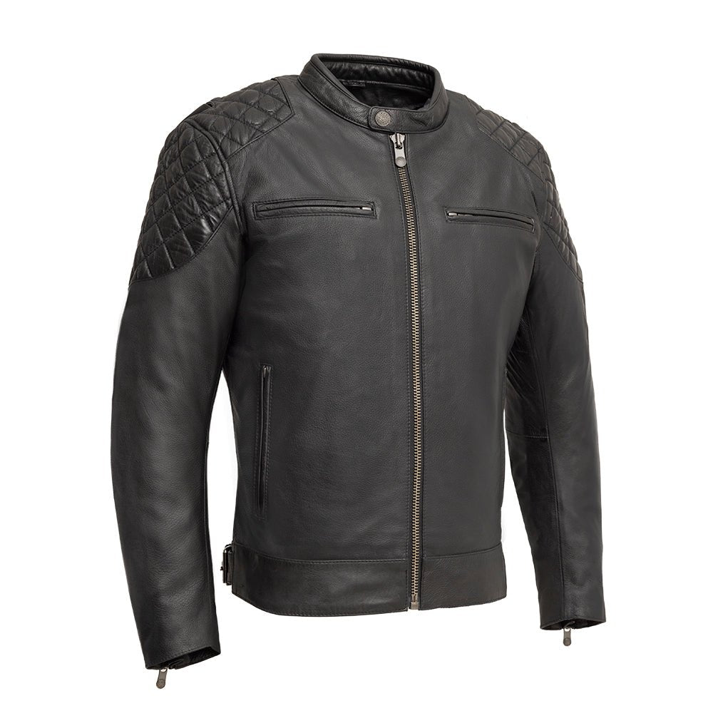 Grand Prix - Men's Leather Motorcycle Jacket Men's Leather Jacket Jackets Black S