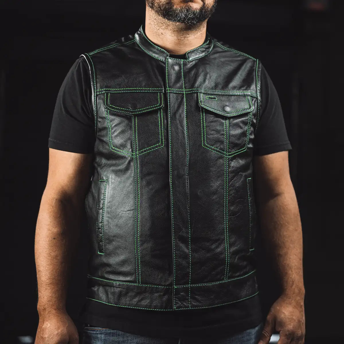 The Cut Men's Motorcycle Leather Vest, Multiple Color Options Men's Leather Vest Vests