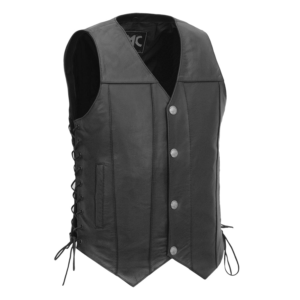 Gun Slinger Men's Motorcycle Western Style Leather Vest Men's Leather Vest Vests Black S