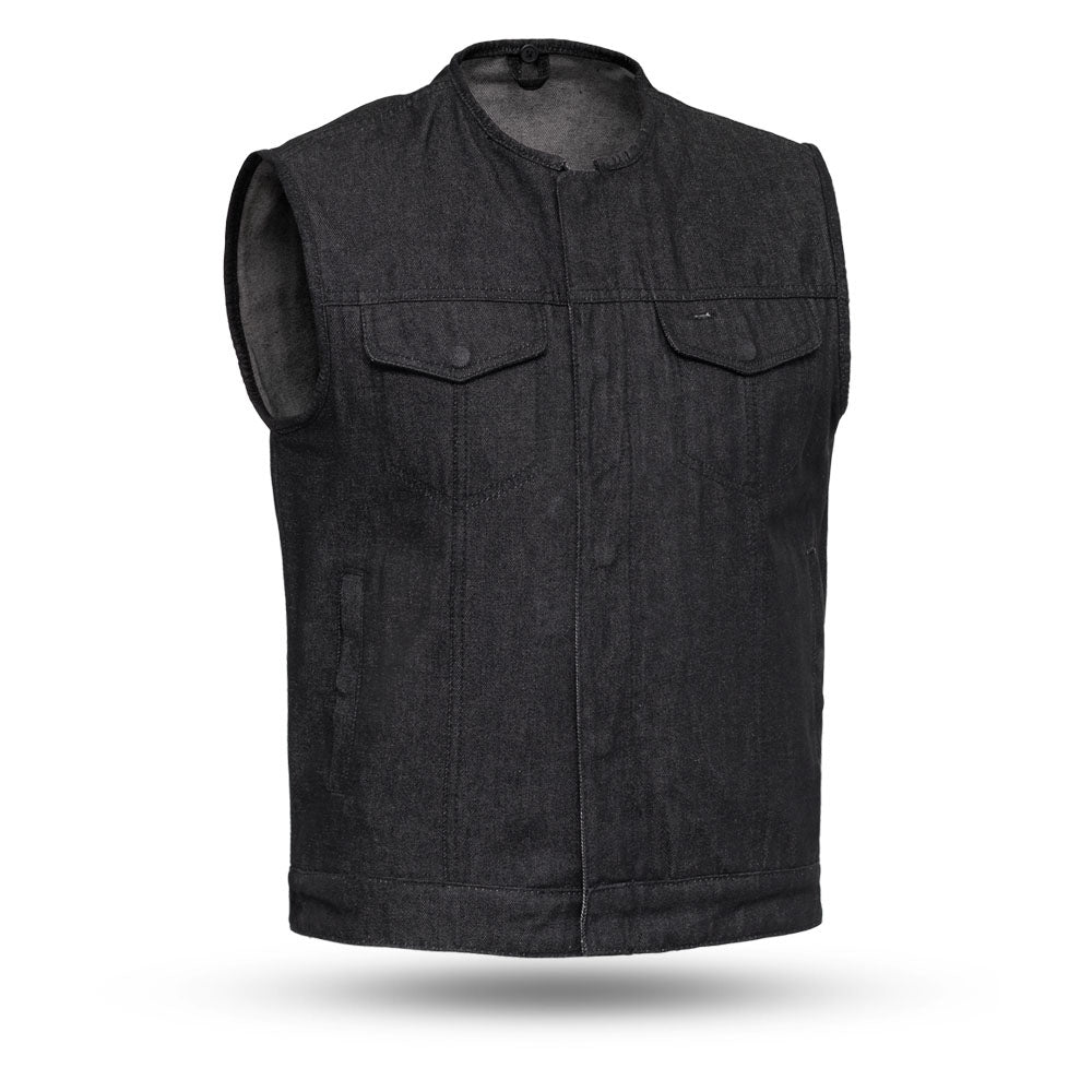 Haywood Men s Motorcycle Denim Vest Black First MFG Co