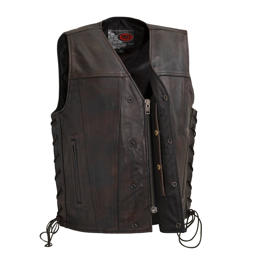 High Roller Men's Motorcycle Leather Vest Men's Leather Vest Vests