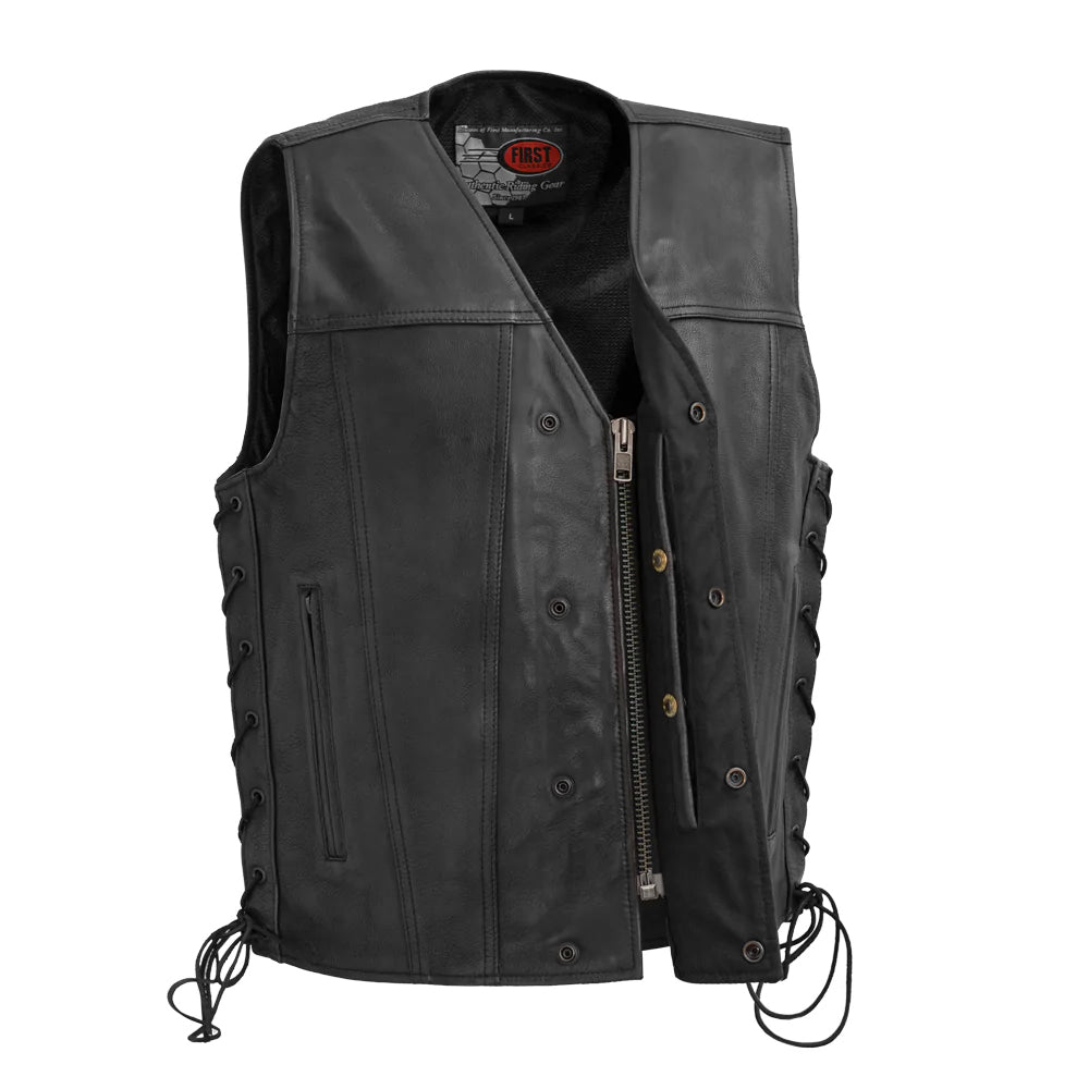 High Roller Men's Motorcycle Leather Vest Men's Leather Vest Vests