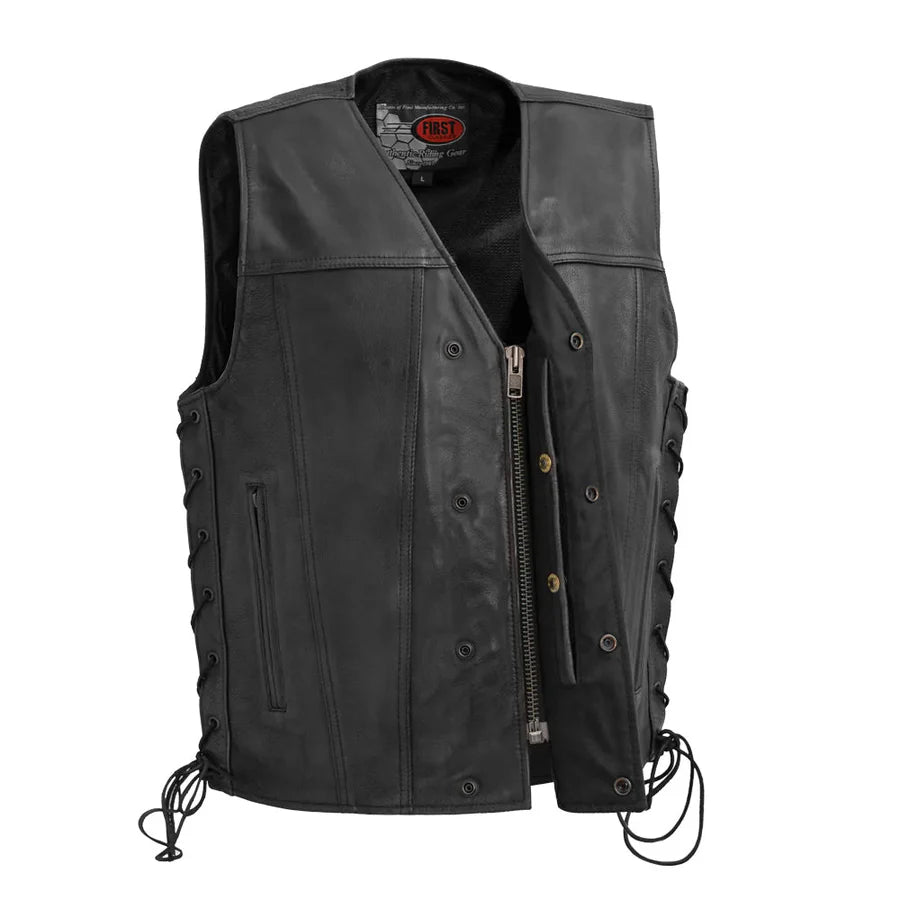 High Roller Men's Motorcycle Leather Vest Men's Leather Vest Vests