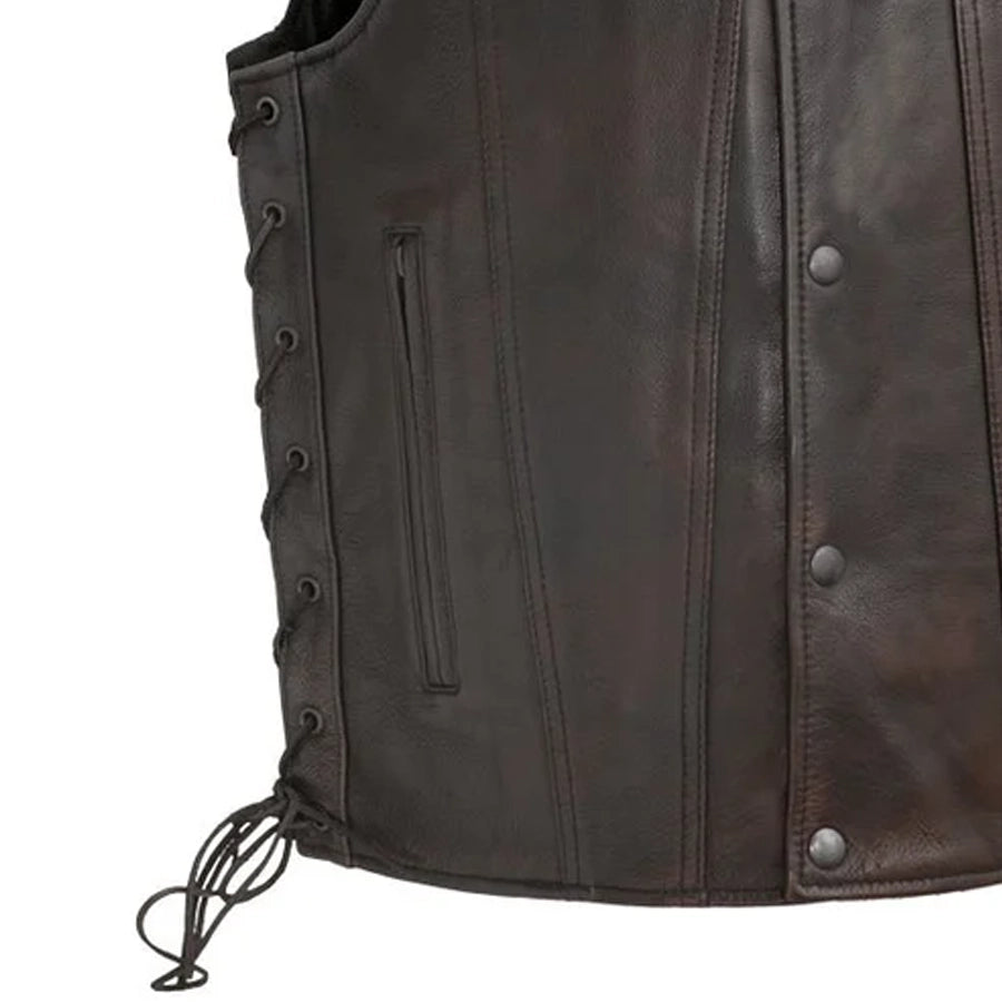 High Roller Men's Motorcycle Leather Vest Men's Leather Vest Vests