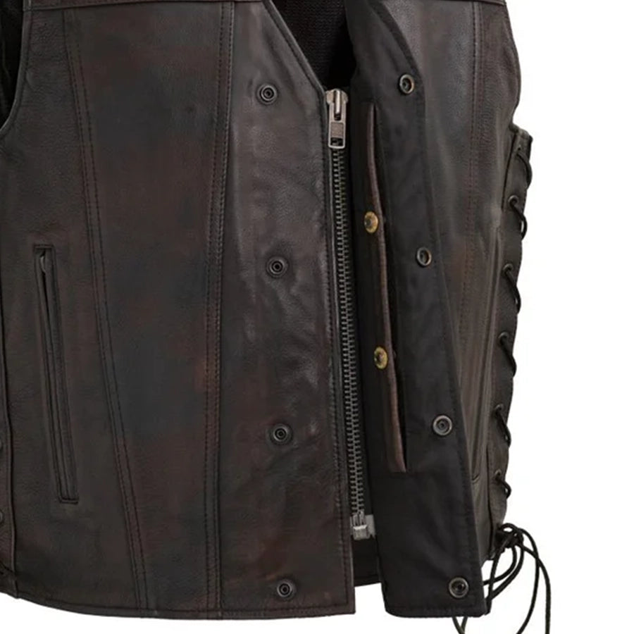 High Roller Men's Motorcycle Leather Vest Men's Leather Vest Vests