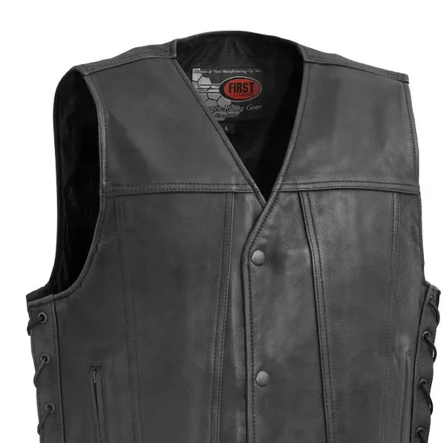 High Roller Men's Motorcycle Leather Vest Men's Leather Vest Vests
