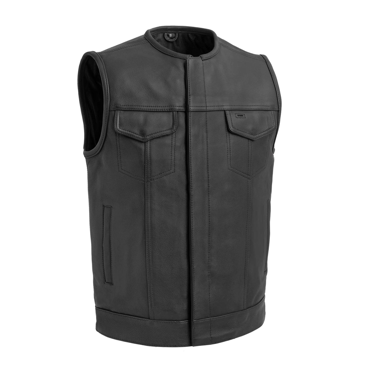 Highside Men's Motorcycle Leather Vest Men's Leather Vest Vests Black S