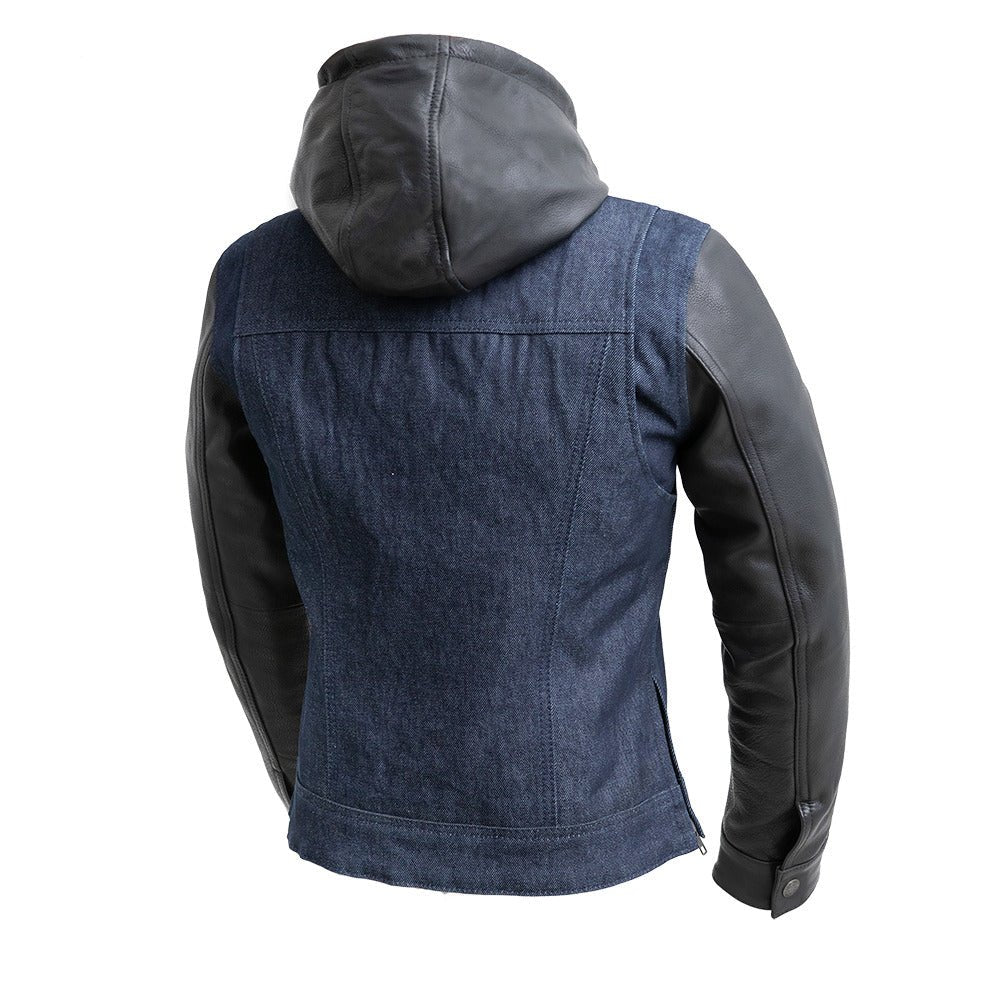 Holli - Motorcycle Denim/Leather Jacket Women's Leather Jacket Jackets