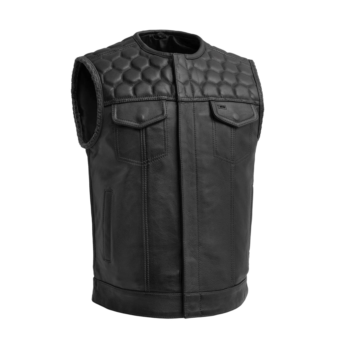Hornet Men's Club Style Leather Vest Men's Leather Vest Vests Black S