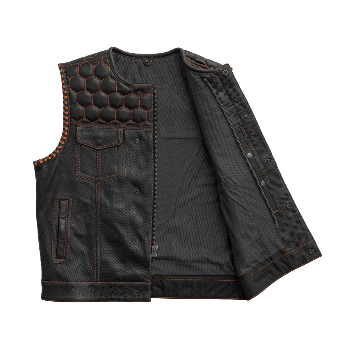 Hornet Perforated Men's Club Style Leather Vest Men's Perforated Leather Vest Vests