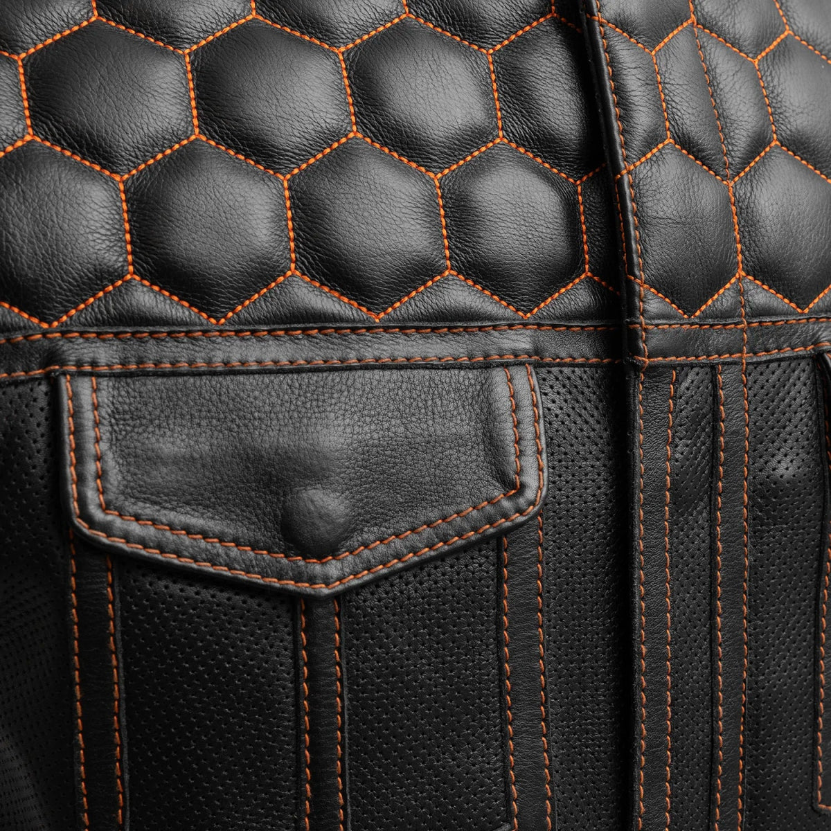 Hornet Perforated Men's Club Style Leather Vest Men's Perforated Leather Vest Vests