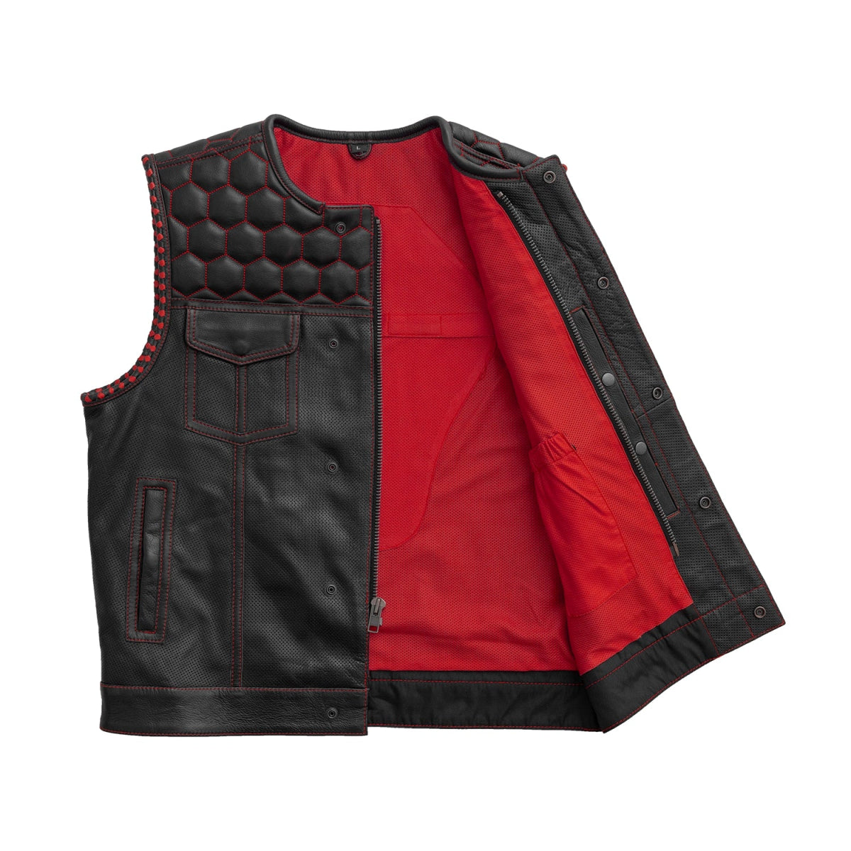 Hornet Perforated Men's Club Style Leather Vest Men's Perforated Leather Vest Vests