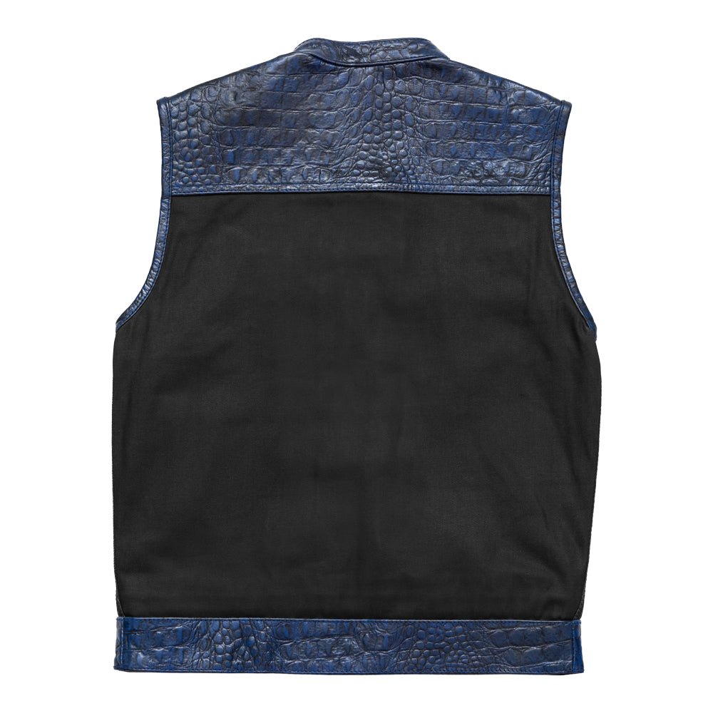 Horntail - Men's Leather/Denim Motorcycle Vest Factory Customs First Manufacturing Company